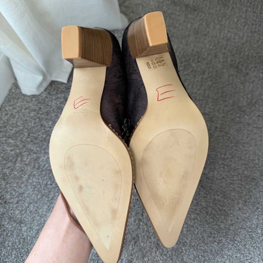 Sundance Natalia Laced Heels Pointed Toe Brown Boho Tassles Pumps Size 40 - Picture 7 of 9